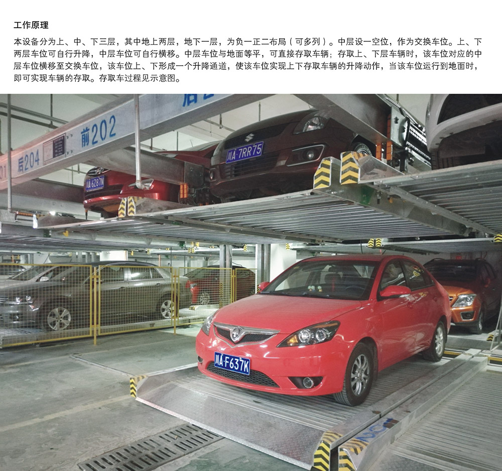 甘肃兰州负一正二地坑PSH3D1三层升降横移立体车库设备工作原理.jpg